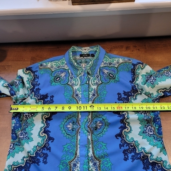 Apt. 9 Bold Retro style Printed Colorful Button front Top Size Large - Picture 11 of 16